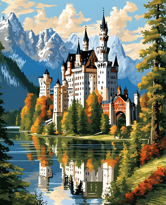 Castles OD - Neuschwanstein Castle, Germany (6) - Van-Go Paint-By-Number Kit