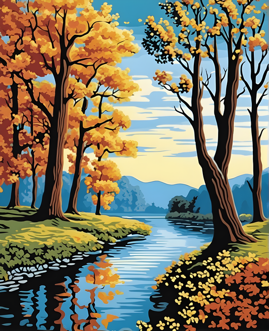 Riverside Trees - Van-Go Paint-By-Number Kit