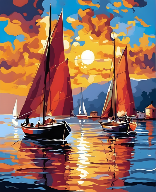 Sailboats (1) - Van-Go Paint-By-Number Kit