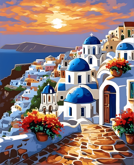 Santorini Walk (5) - Van-Go Paint-By-Number Kit