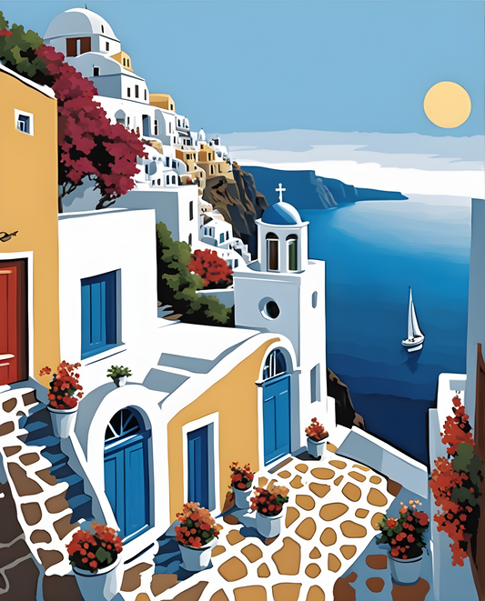Santorini Walk (2) - Van-Go Paint-By-Number Kit