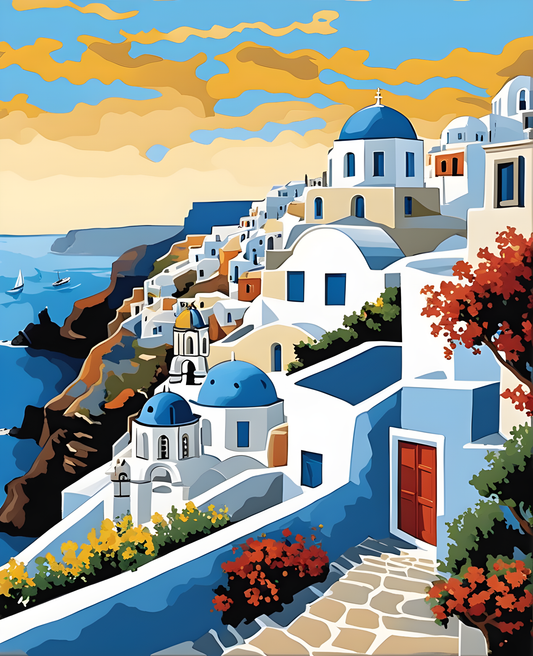 Santorini Walk (1) - Van-Go Paint-By-Number Kit