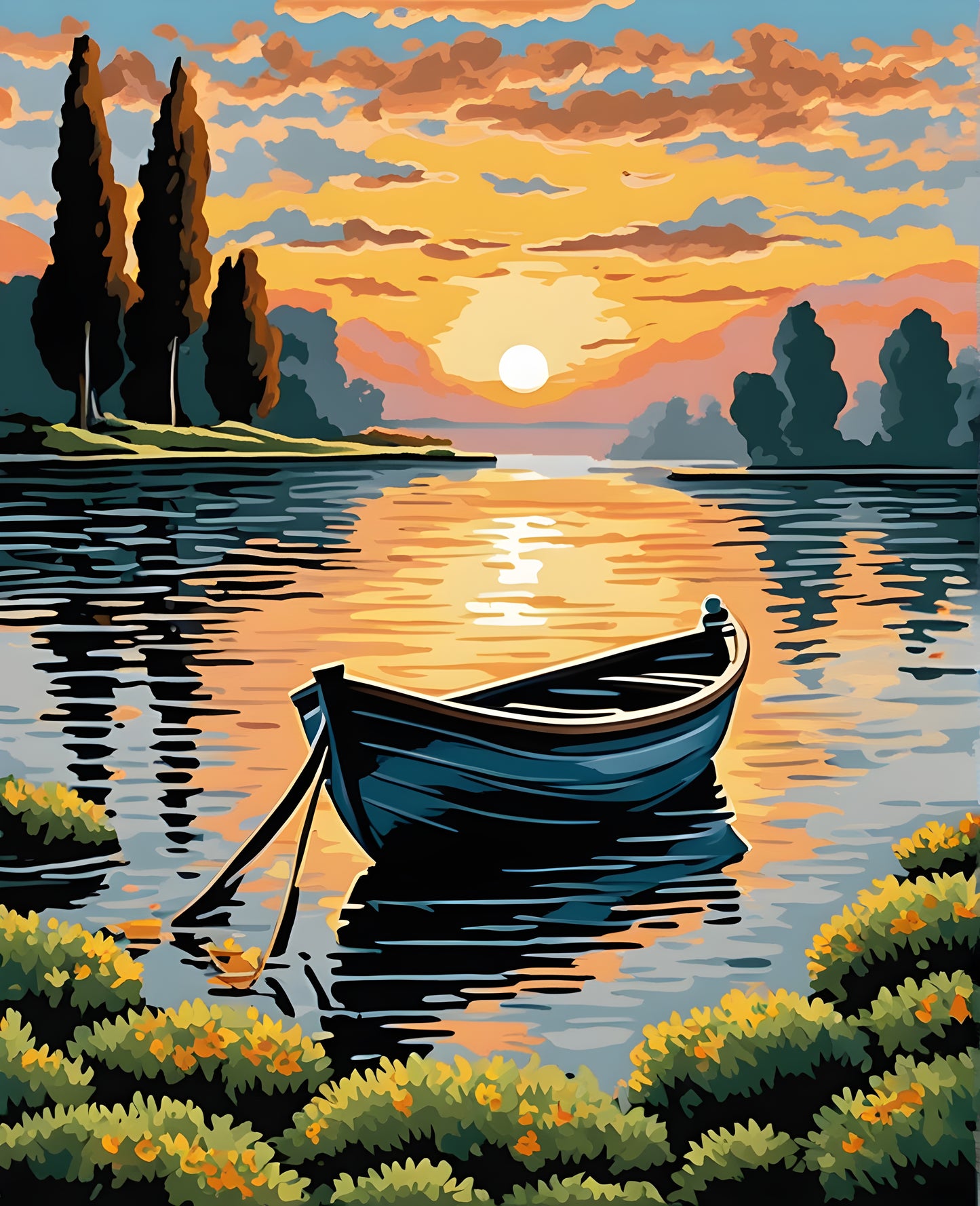 Small Boat At Sunrise - Van-Go Paint-By-Number Kit