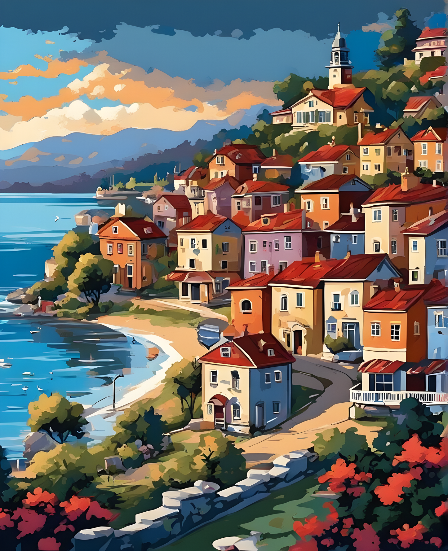Small Town by the Sea - Van-Go Paint-By-Number Kit