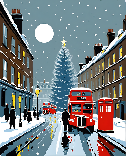 Snowy Christmas in London - Van-Go Paint-By-Number Kit