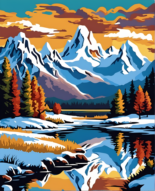 Snowy Mountain Range - Van-Go Paint-By-Number Kit