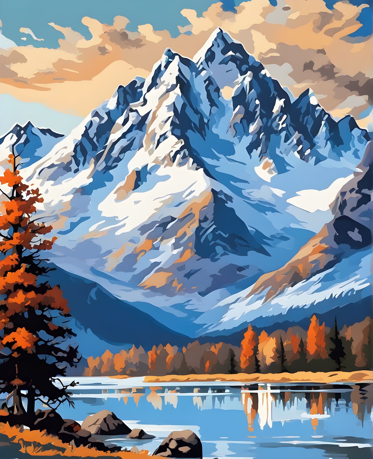 Snowy Mountains - Van-Go Paint-By-Number Kit