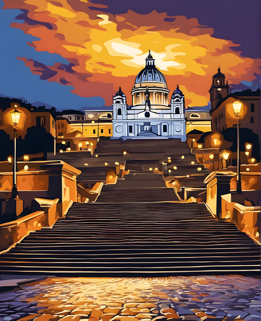 Spanish Steps, Roma, Italy (1) - Van-Go Paint-By-Number Kit