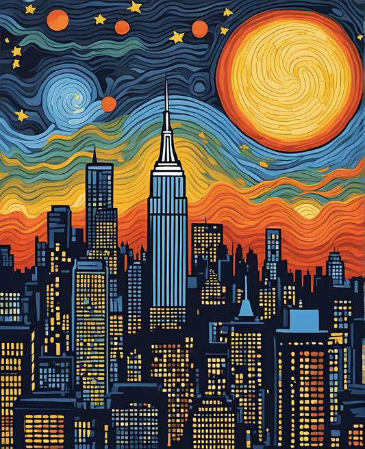 Starry Night Collection OD (6) - over New York City - Van-Go Paint-By-Number Kit