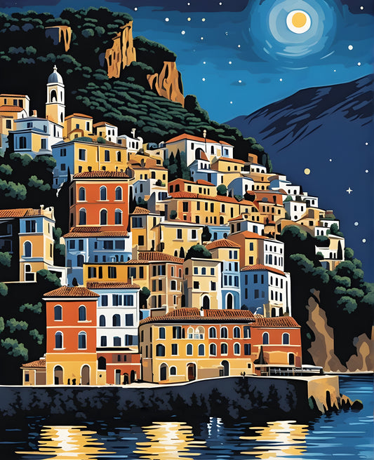 Starry Night Collection OD (12) - Picturesque village of Amalfi - Van-Go Paint-By-Number Kit