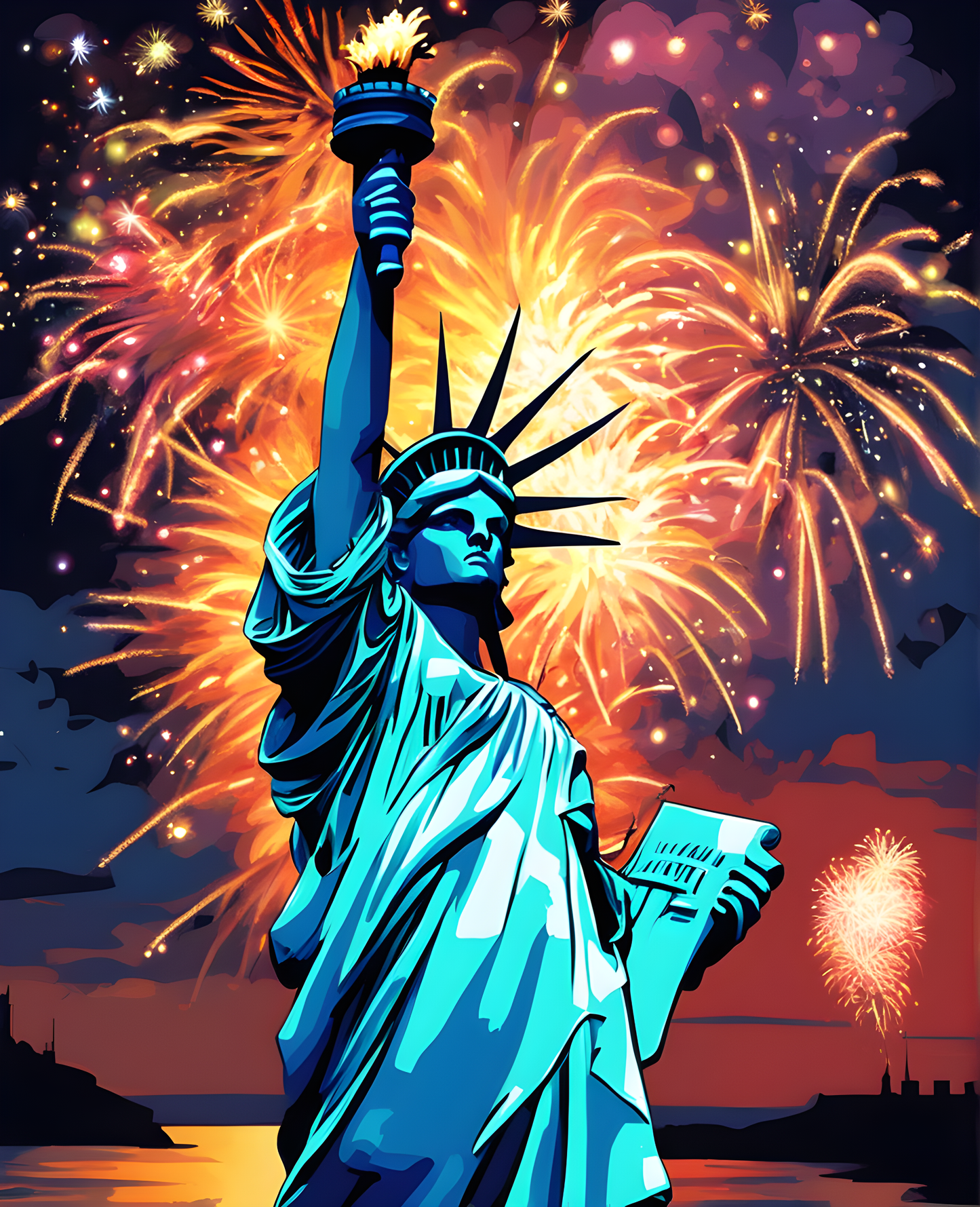 Statue of Liberty Fireworks - Van-Go Paint-By-Number Kit