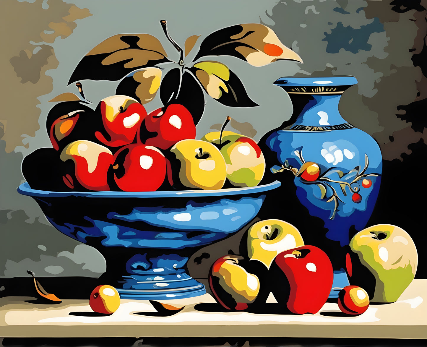 Still Life with Blue Vase and Apples - Van-Go Paint-By-Number Kit