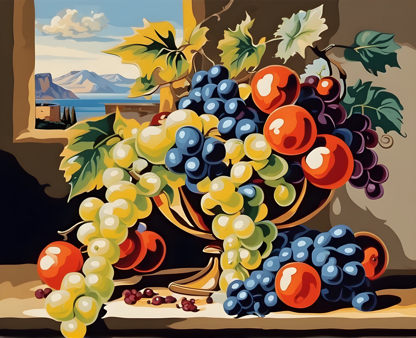 Still Life with Flowers and Grapes (2) - Paint-by-Number Kit
