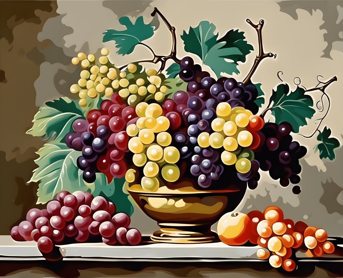 Still Life with Flowers and Grapes (1) - Paint-by-Number Kit