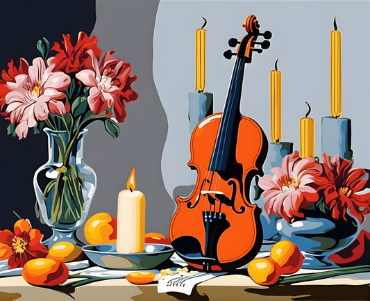 Still Life with Violin and Flowers (2) - Van-Go Paint-By-Number Kit