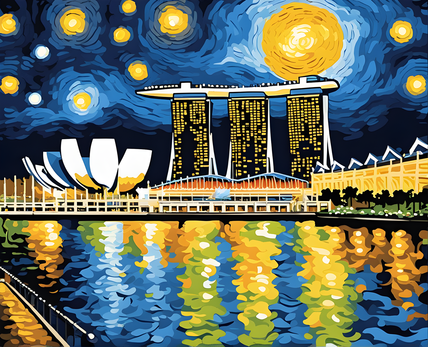 Singapore Collection OD (19) - Marina Bay Sands in Starry Night - Van-Go Paint-By-Number Kit