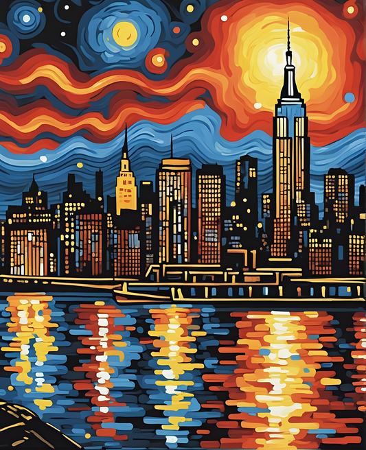 Starry Night Collection OD (7) - over New York City - Van-Go Paint-By-Number Kit