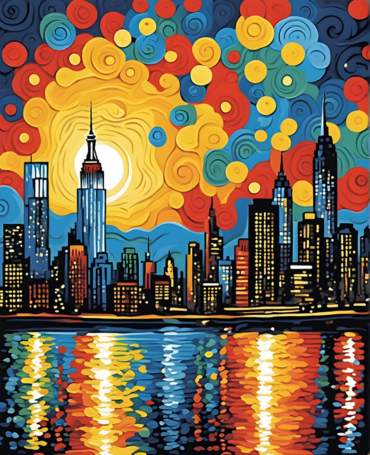 Starry Night Collection OD (8) - over New York City - Van-Go Paint-By-Number Kit