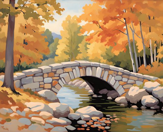 Autumn Stone Bridge (1) - Van-Go Paint-By-Number Kit