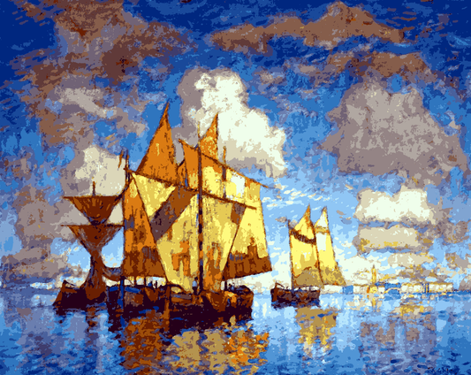 Fishing Boats In The Lagoon, Venice by Konstantin Ivanovich - Van-Go Paint-By-Number Kit