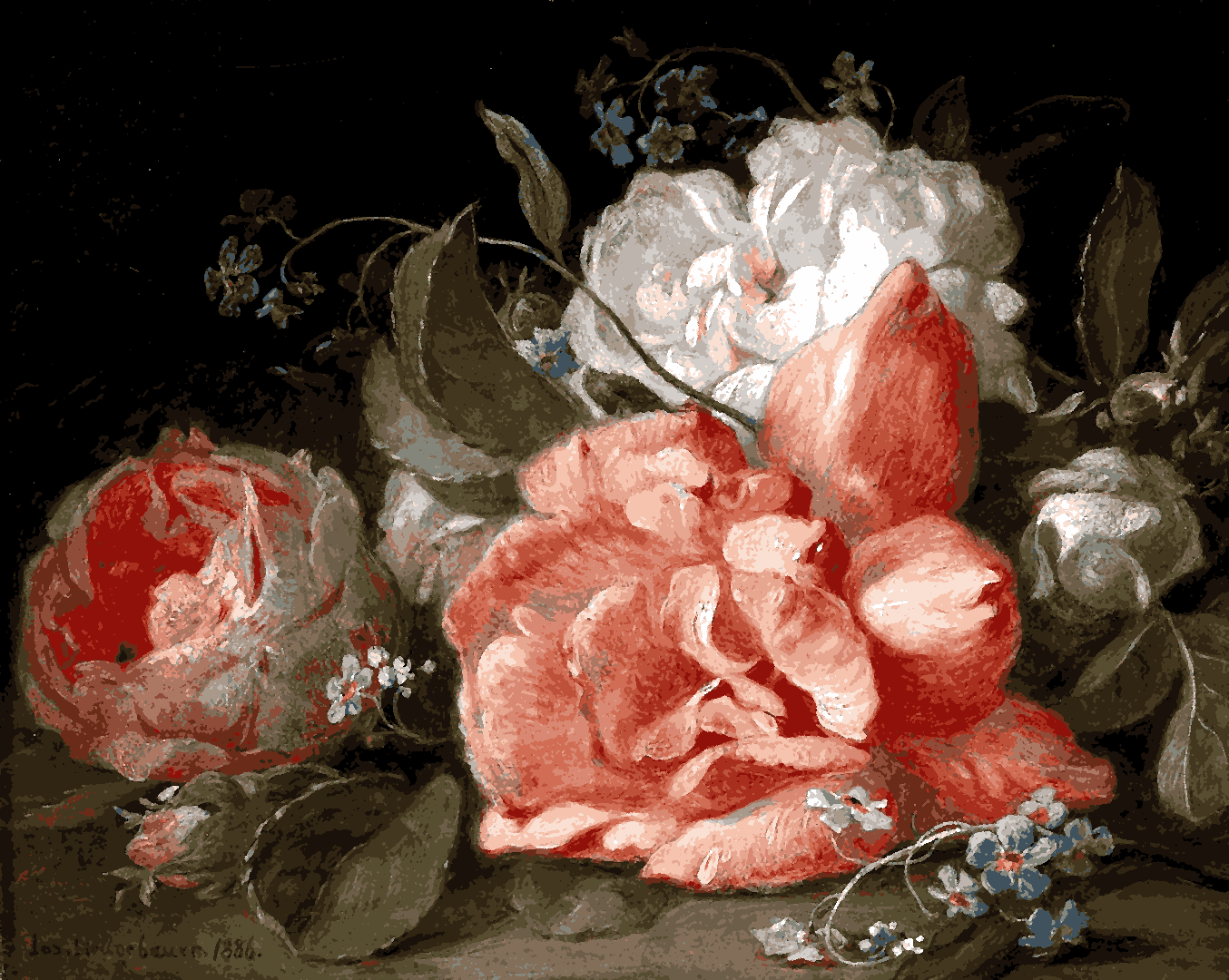 A Bouquet of Flowers with Roses by Josef Neugebaue - Van-Go Paint-By-Number Kit