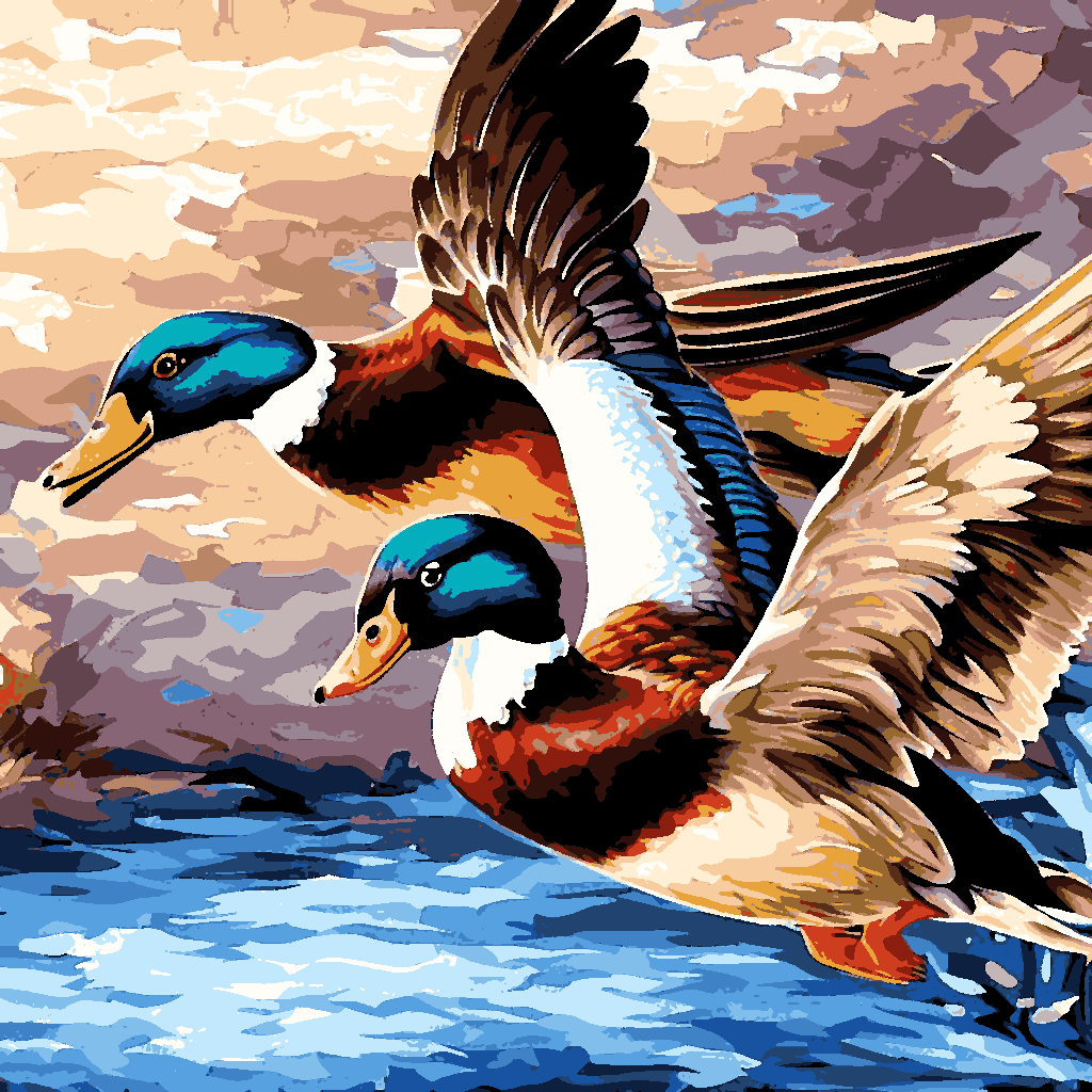 Flying Bluebill Ducks - Van-Go Paint-By-Number Kit