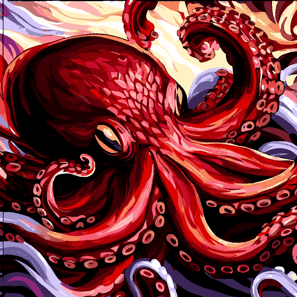 Burgundy Octopus (3) - Van-Go Paint-By-Number Kit