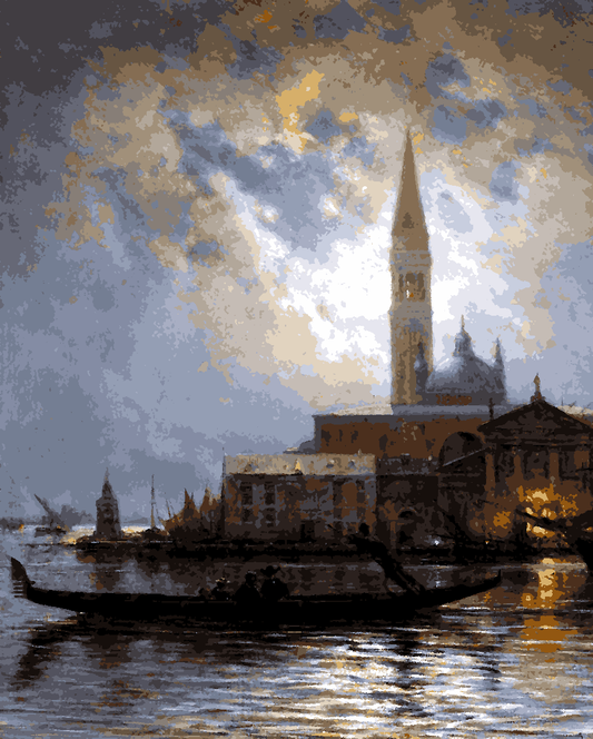 Venice By Moonlight by Alexei Petrovich Bogoliubov - Van-Go Paint-By-Number Kit