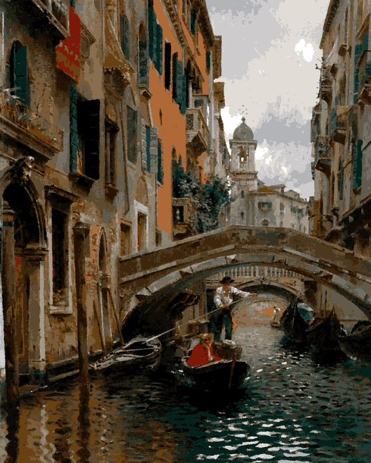 A Quiet Canal, Venice by Rubens Santoro - Van-Go Paint-By-Number Kit