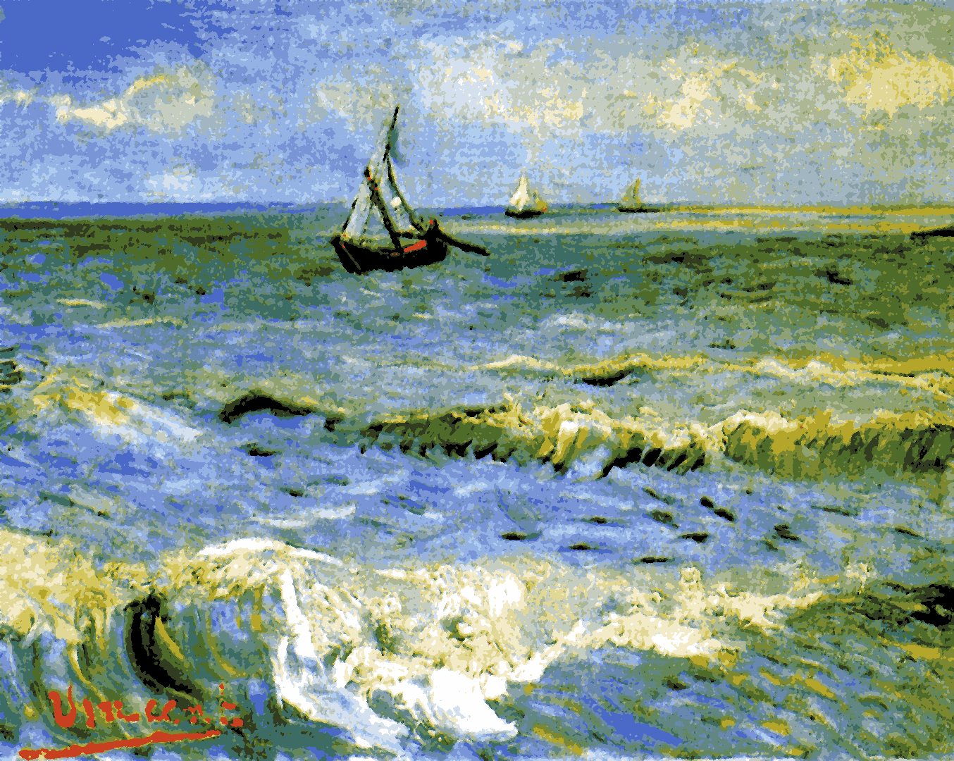 The Sea at Saintes Maries de la Mer by Vincent Van Gogh - Van-Go Paint-By-Number Kit