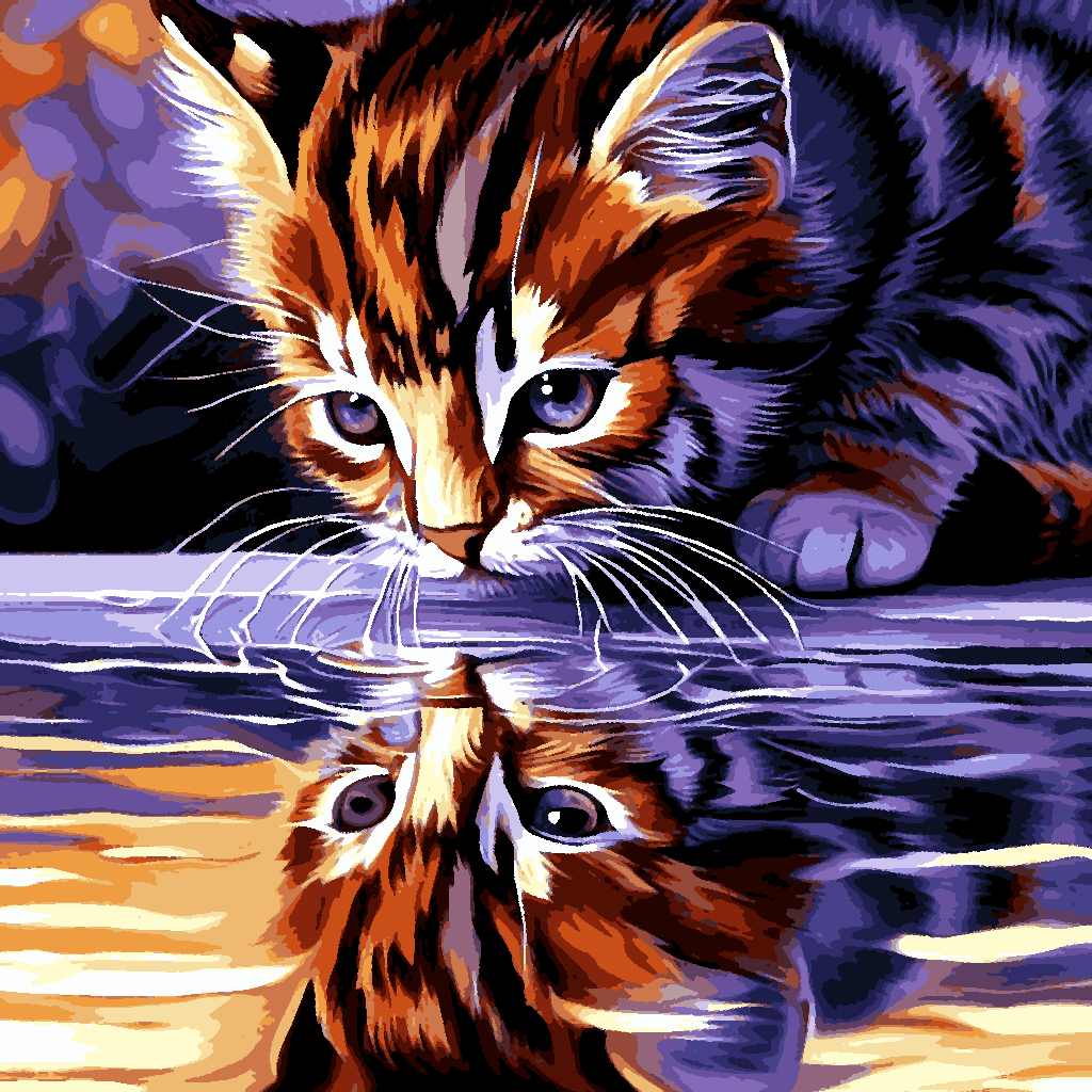 Kitten's Reflection (2) - Van-Go Paint-By-Number Kit