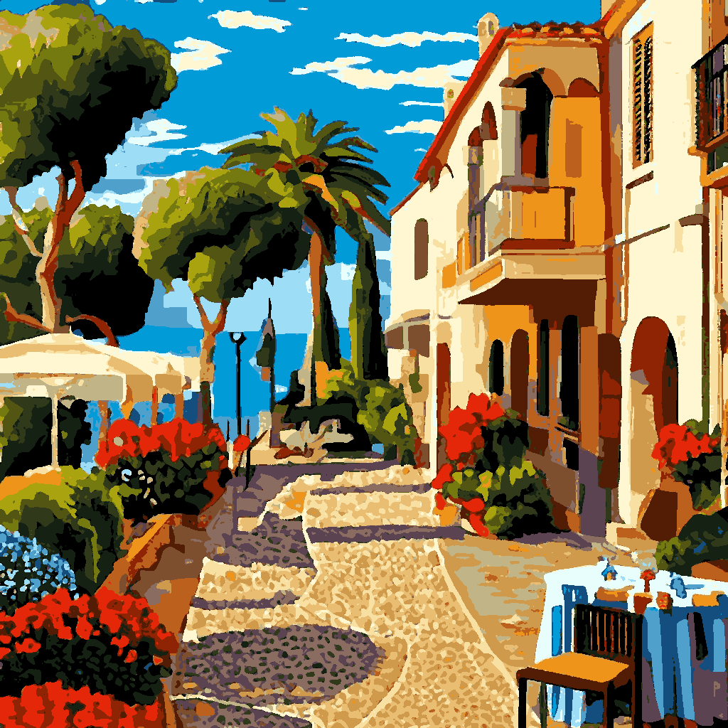 Mediterranean Casual Street (4) - Van-Go Paint-By-Number Kit