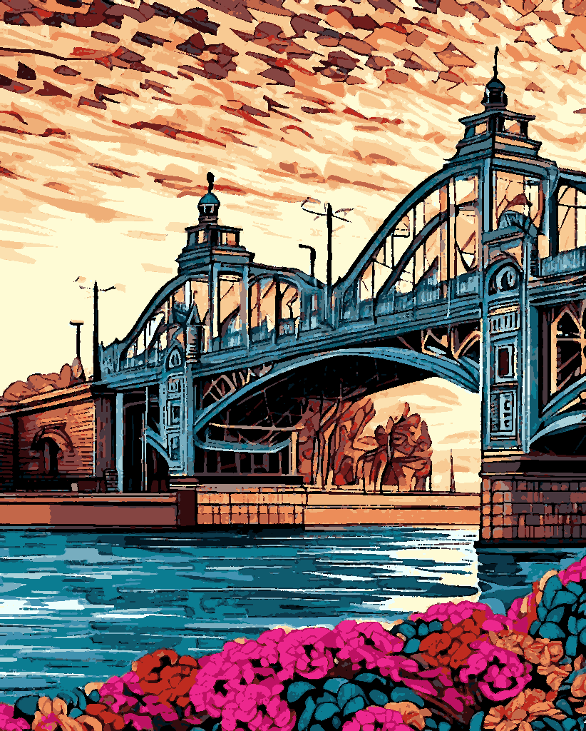 Lomonosov Bridge, St. Petersburg (PD) - Van-Go Paint-By-Number Kit