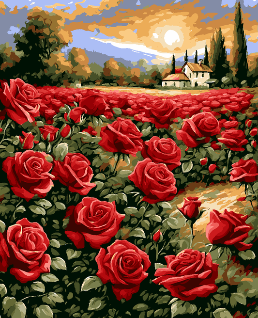 Red Roses Field (2) - Van-Go Paint-By-Number Kit