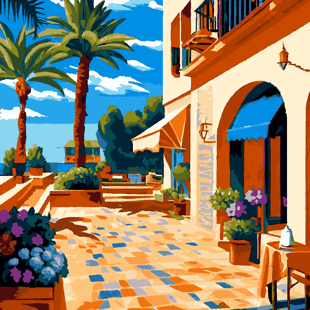 Mediterranean Casual Street (7) - Van-Go Paint-By-Number Kit