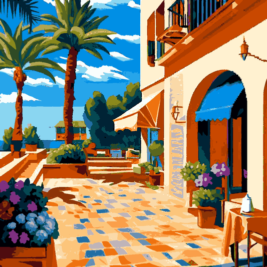 Mediterranean Casual Street (7) - Van-Go Paint-By-Number Kit