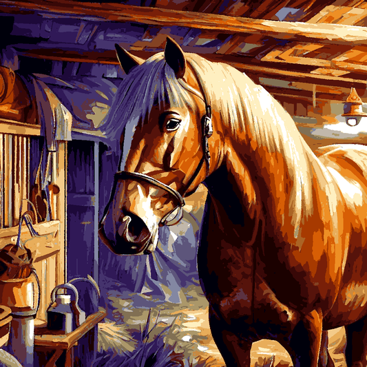 At The Stable (1) - Van-Go Paint-By-Number Kit