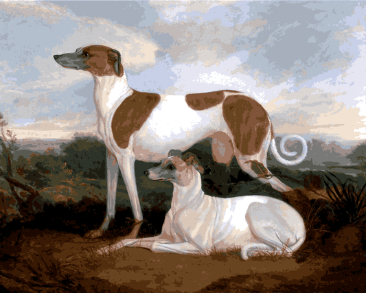 Two Greyhounds in a Landscape by Charles Hancock - Paint-By-Number Kit