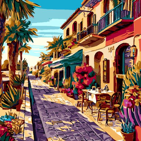 Mediterranean Casual Street (6) - Van-Go Paint-By-Number Kit
