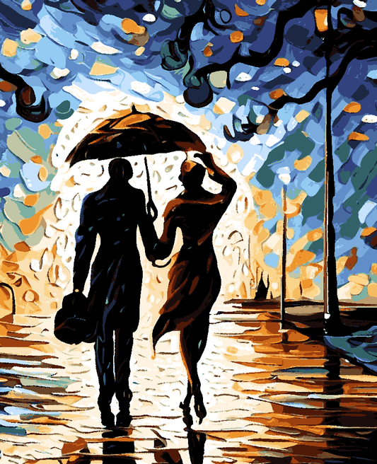 Lovers Walking In The Rain - Van-Go Paint-By-Number Kit