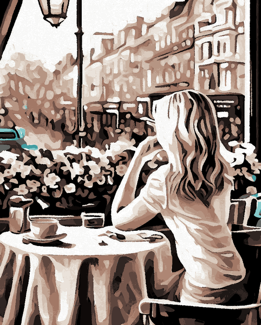 In the Café, Paris (3) - Van-Go Paint-By-Number Kit