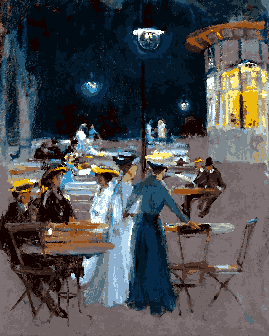 Parisian café at night by Ludwik de Laveaux - Van-Go Paint-By-Number Kit