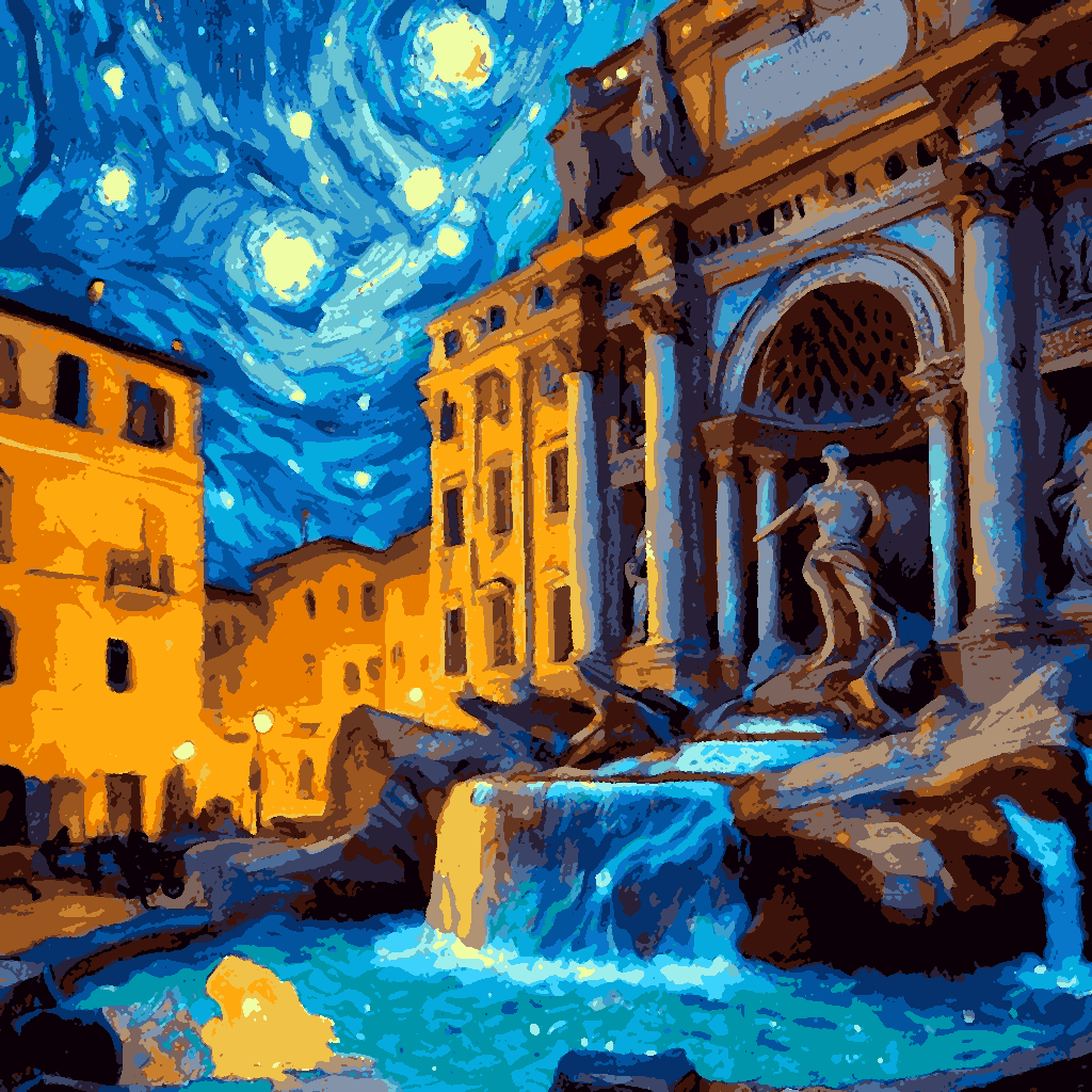 Trevi Fountain, Rome PD (2) - Van-Go Paint-By-Number Kit