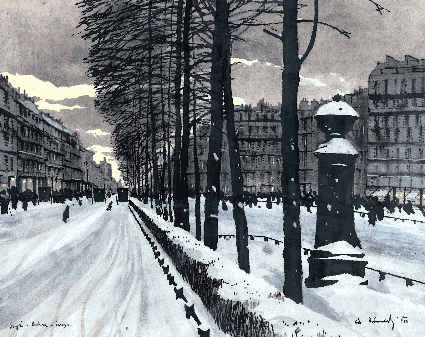 A Paris Boulevard in the Snow by Odo Dobrowolski - Van-Go Paint-By-Number Kit
