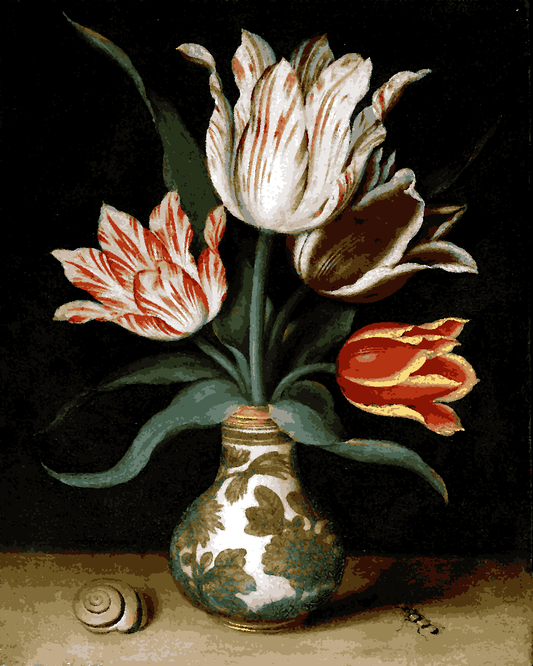 Still Life Of Four Tulips In A Vase by Ambrosius Bosschaert - Van-Go Paint-By-Number Kit