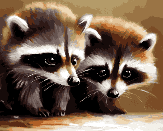 Little raccoons (2) - Van-Go Paint-By-Number Kit