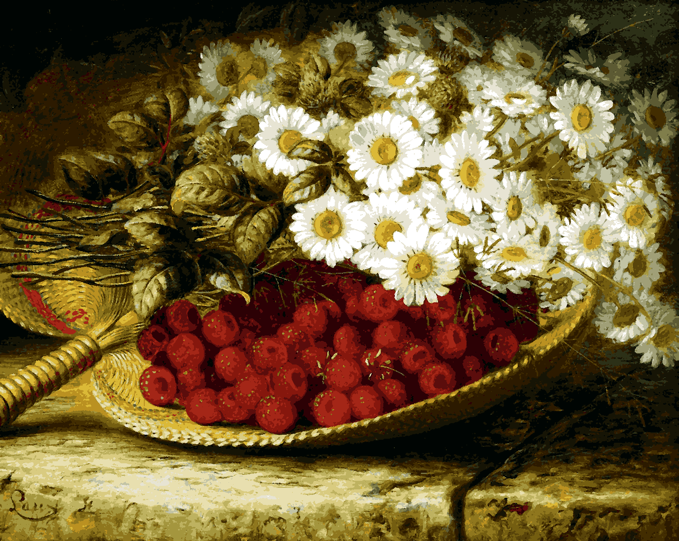 Still Life with Daises and Raspberries by August Laux - Van-Go Paint-By-Number Kit