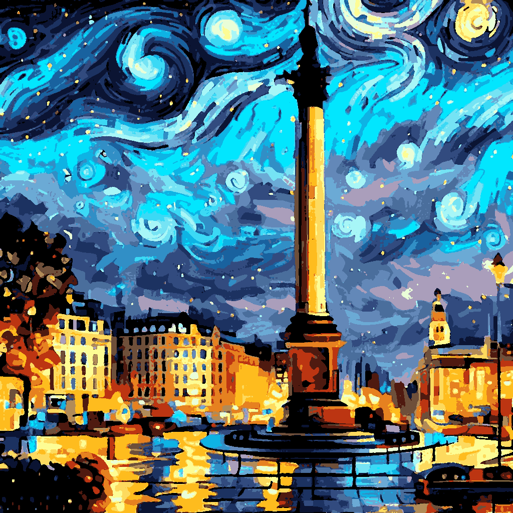 Trafalgar Square, London (2) - at Starry Night - Van-Go Paint-By-Number Kit