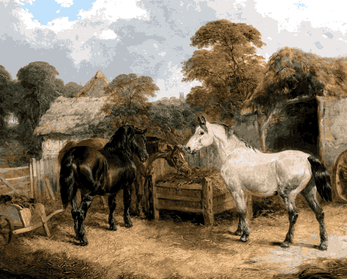Horses feeding by John Frederick Herring Jr. - Van-Go Paint-By-Number Kit
