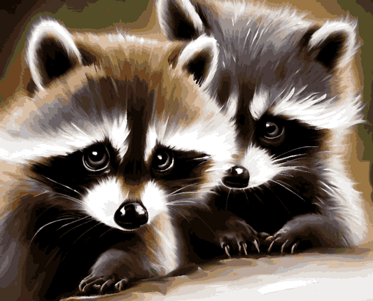 Little raccoons (1) - Van-Go Paint-By-Number Kit